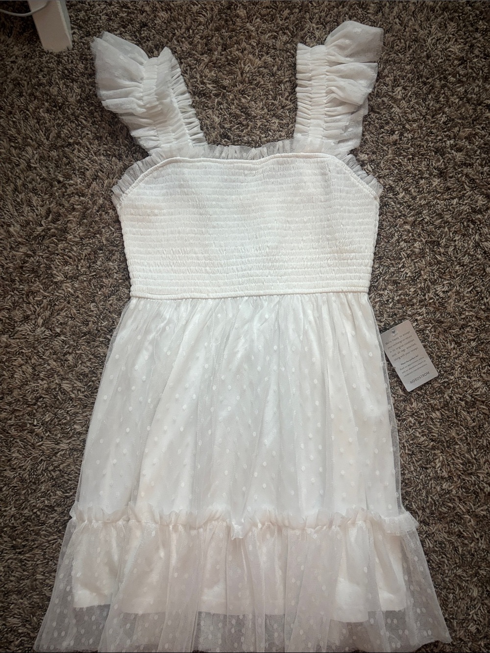 mine White Ruffle Strap Polka Dot Sundress